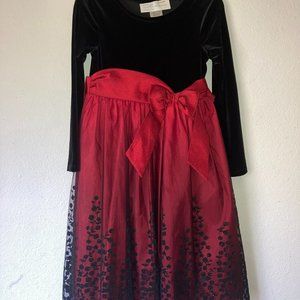 Dress / Bonnie Jean / Velvet Black and Red with Overlay